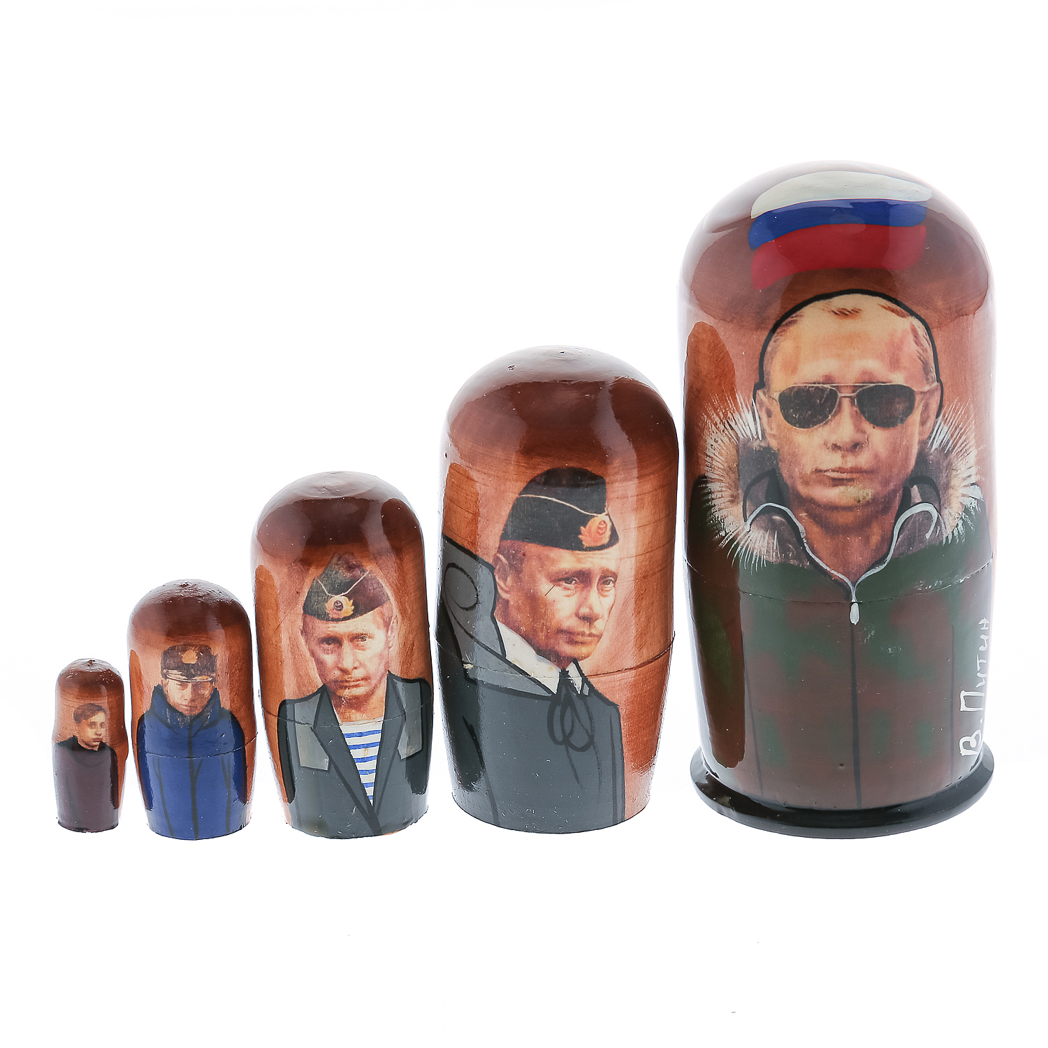 

Матрешка "Вожди-политики. В.В.Путин" 5 мест, Разноцветный