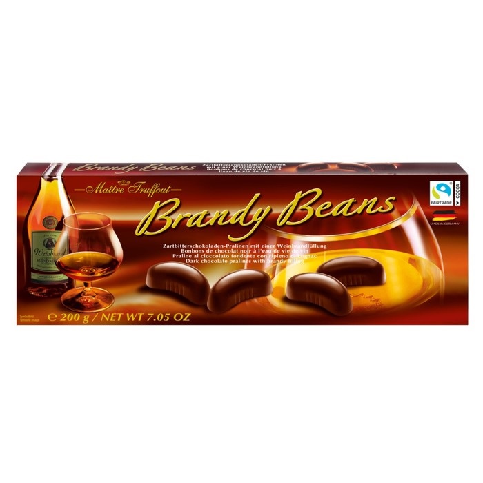 Шоколадные конфеты Maitre Truffout Brandy Beans с бренди 200 г