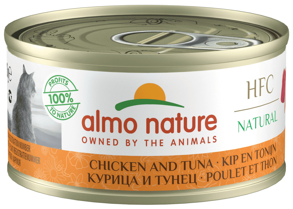 Влажный корм для кошек Almo Nature HFC Natural, с курицей и тунцом, 24x70 г