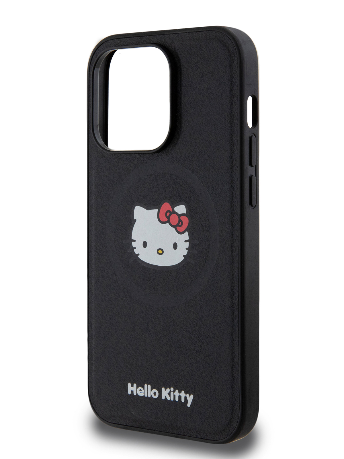 Чехол Hello Kitty для iPhone 15 Pro с MagSafe из экокожи черный