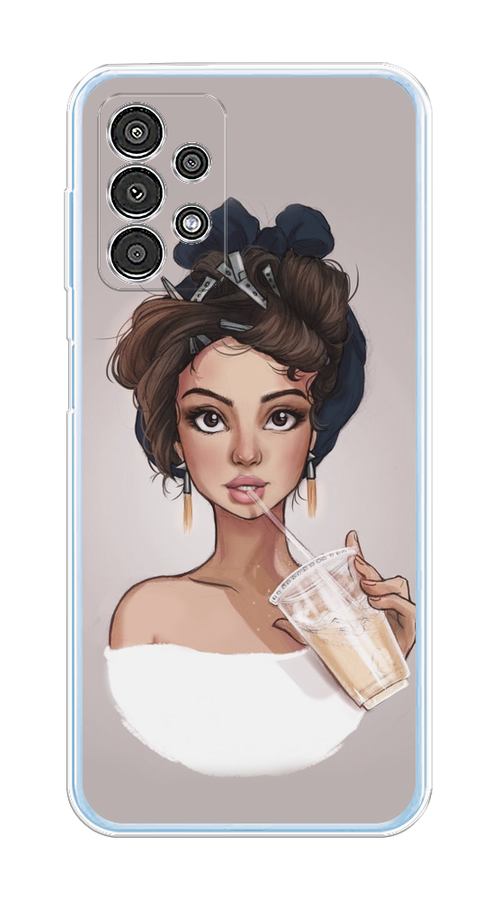 

Чехол на Samsung Galaxy A13 4G "Девушка с фраппе", Серый, 2104850-6