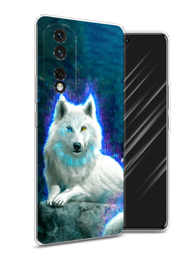 

Чехол Awog на Honor 80 Pro "Белоснежный волк", Белый;зеленый;фиолетовый, 6120450-2