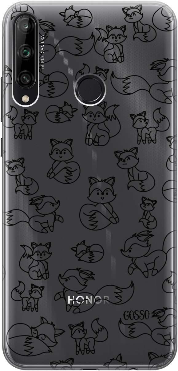 

Чехол на Honor 9C/Huawei P40 Lite E "Funny Foxes" прозрачный, Прозрачный;черный, 128
