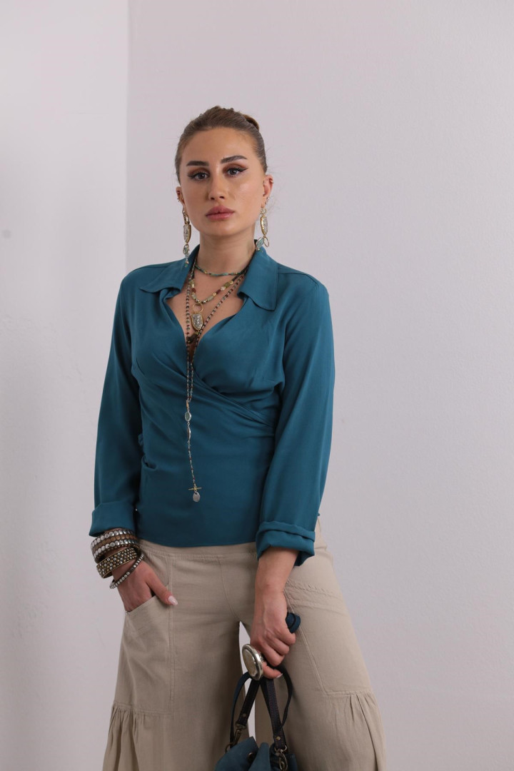 

Рубашка женская Saman Butik 17802 зеленая S (доставка из-за рубежа), Зеленый, 17802