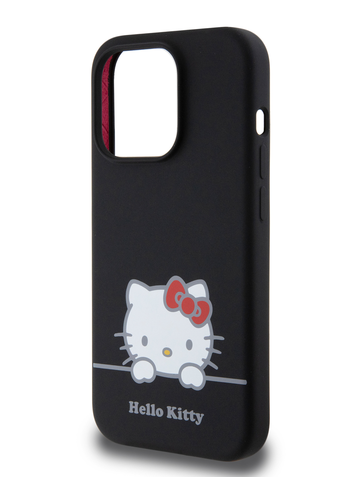

Чехол Hello Kitty для iPhone 15 Pro силиконовый с эффектом Soft touch черного цвета, Черный