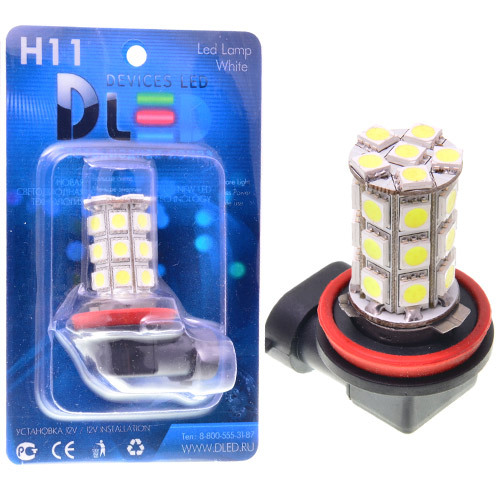 фото Светодиодная автомобильная лампа h11 - 27 smd 5050 black (1 лампа в упаковке) dled