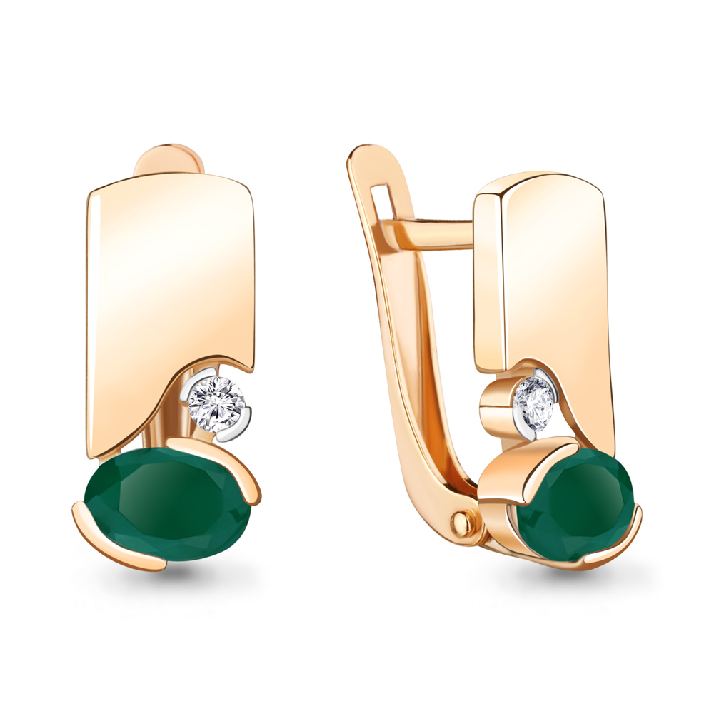 

Серьги из серебра с агатом\фианитом Aquamarine Aquamarine 4778709А_925_з, 4778709А_925_з