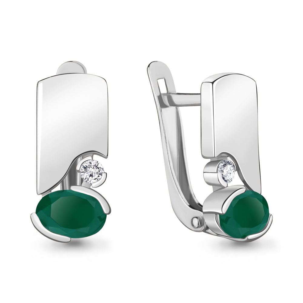 

Серьги из серебра с агатом\фианитом Aquamarine Aquamarine 4778709А_925_р, 4778709А_925_р
