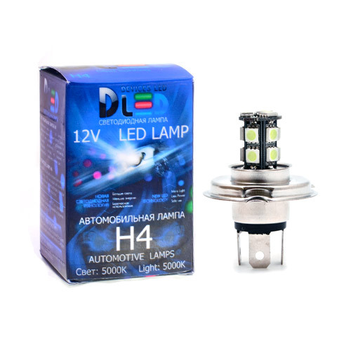 фото Светодиодная автомобильная лампа h4 - 13 smd 5050 black (1 лампа в упаковке) dled
