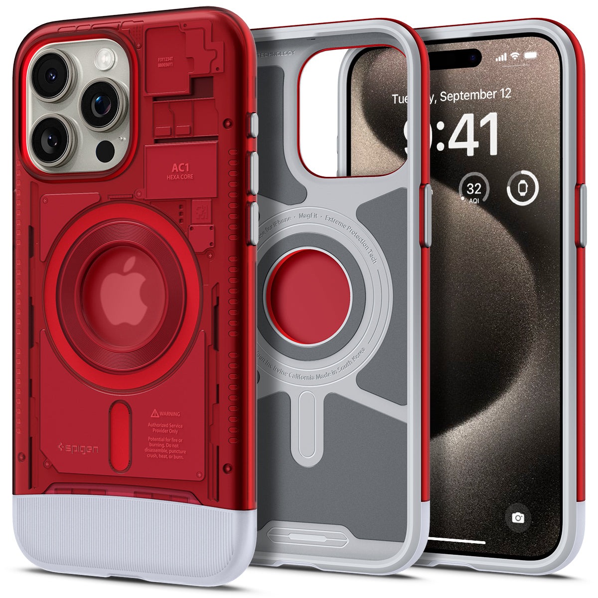 

Чехол Spigen для iPhone 15 Pro - Classic C1 (MagFit) - Красный - ACS06744, iPhone 15 Pro - Classic C1|MagSafe|MagFit|Classic C1 (MagFit)