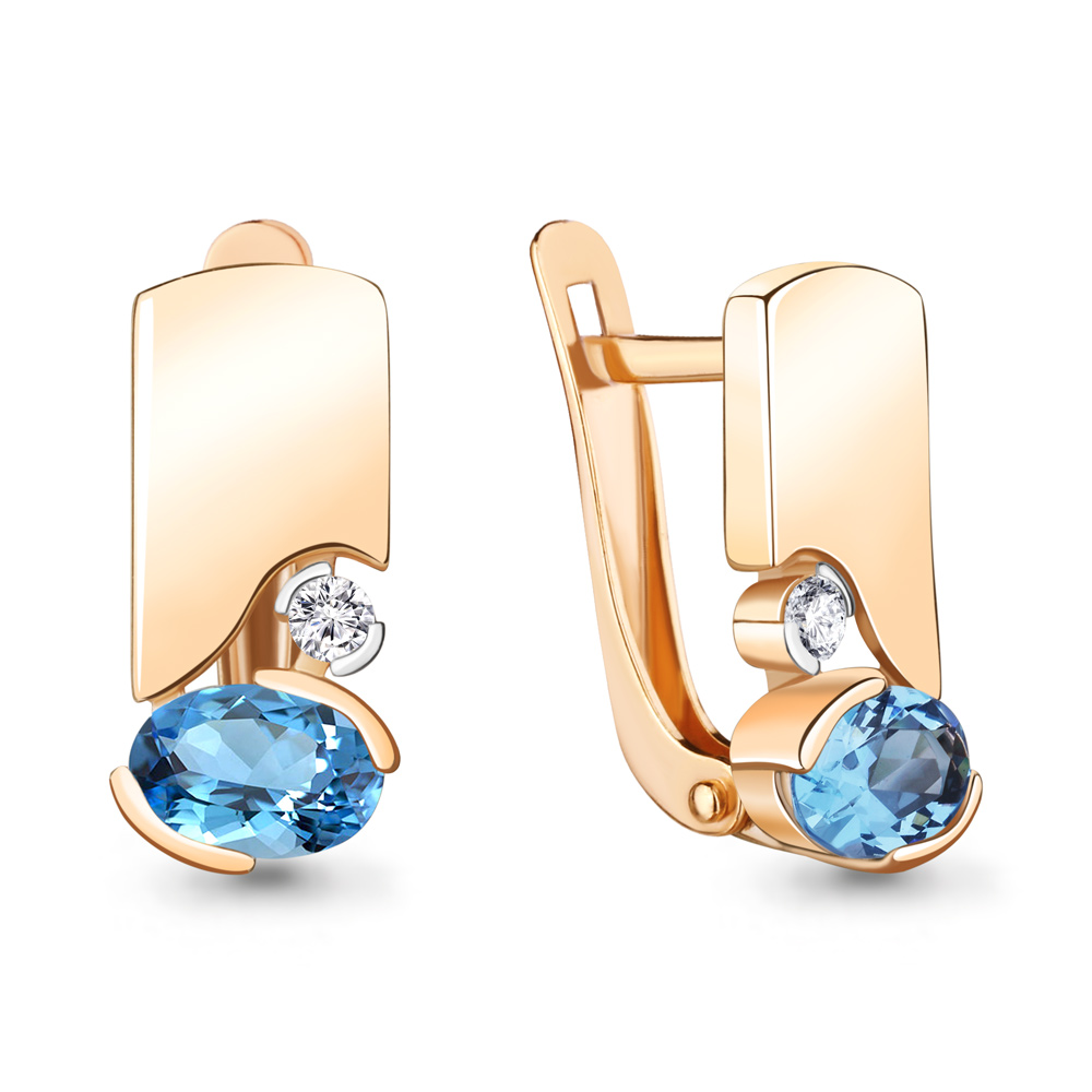 

Серьги из серебра с топазом\фианитом Aquamarine Aquamarine 4778705А_925_з, 4778705А_925_з