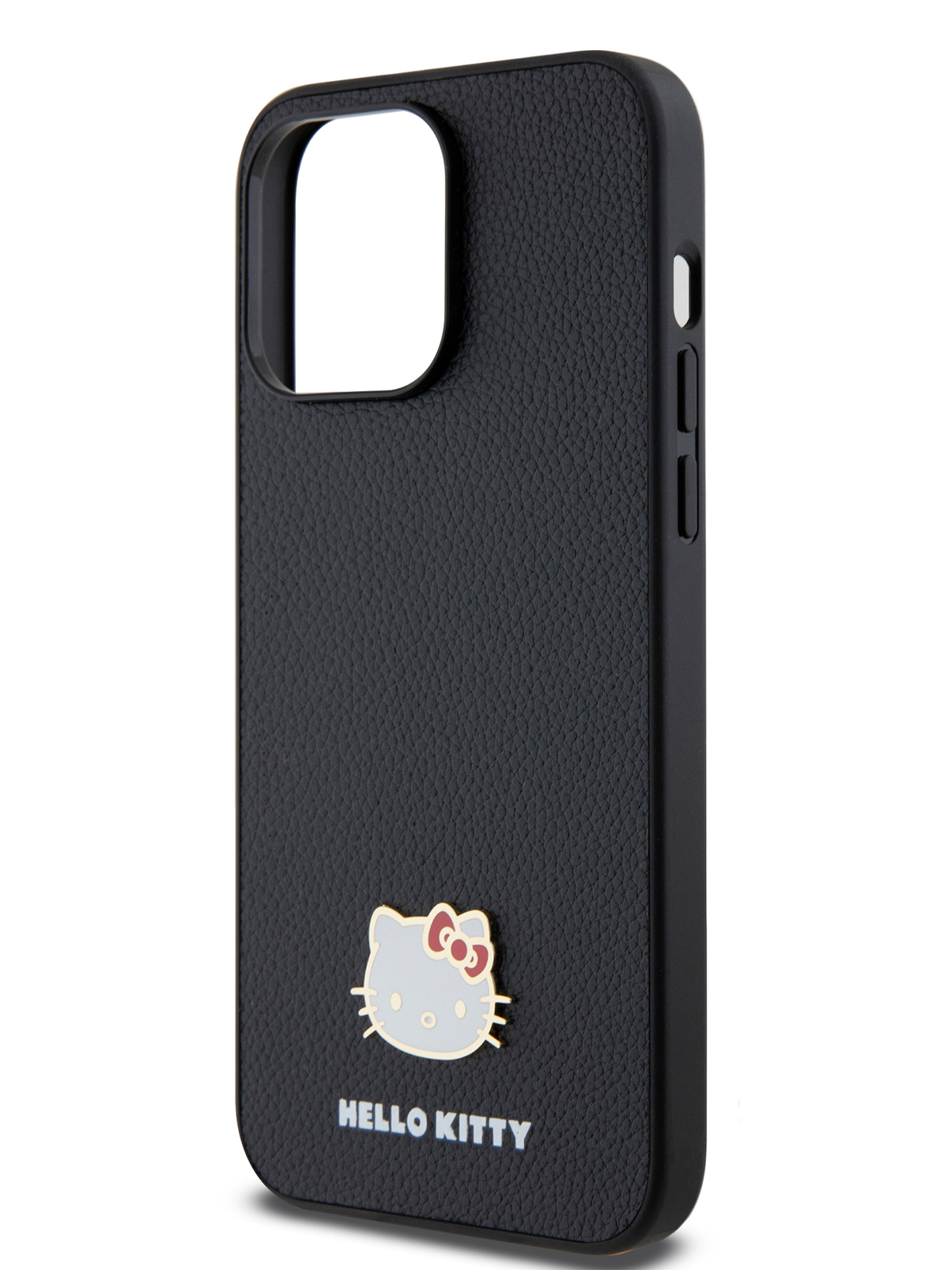 

Чехол Hello Kitty для iPhone 15 Pro Max из экокожи со значком Kitty Head, черный