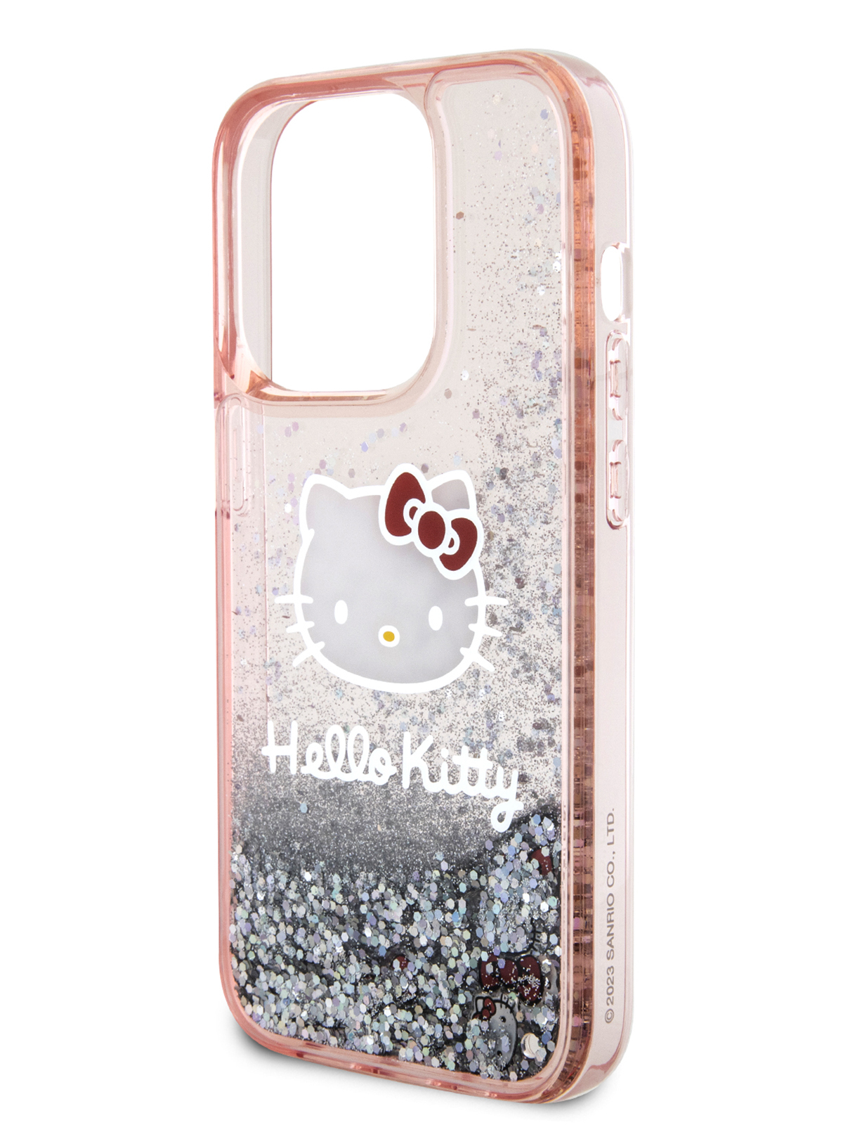 

Чехол Hello Kitty для iPhone 15 Pro двухслойный с гелем и блестками, розовый