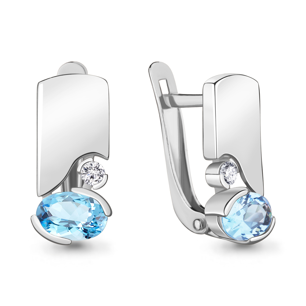 

Серьги из серебра с топазом Aquamarine Aquamarine 4778702А_925_р, 4778702А_925_р