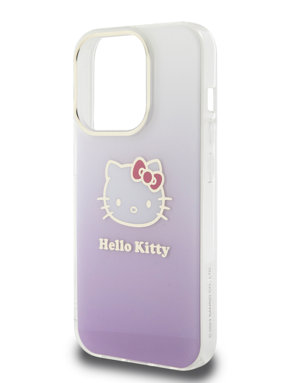 

Чехол Hello Kitty для iPhone 15 Pro ударопрочный с принтом Kitty Head фиолетовый градиент