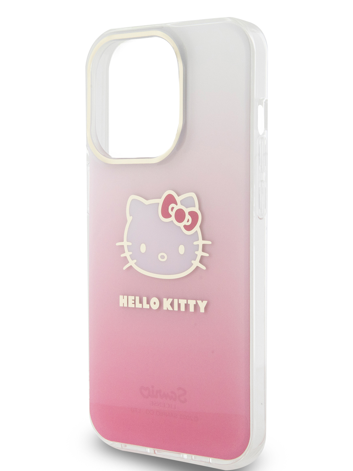 Чехол Hello Kitty для iPhone 15 Pro ударопрочный с принтом Kitty Head розовый, градиент