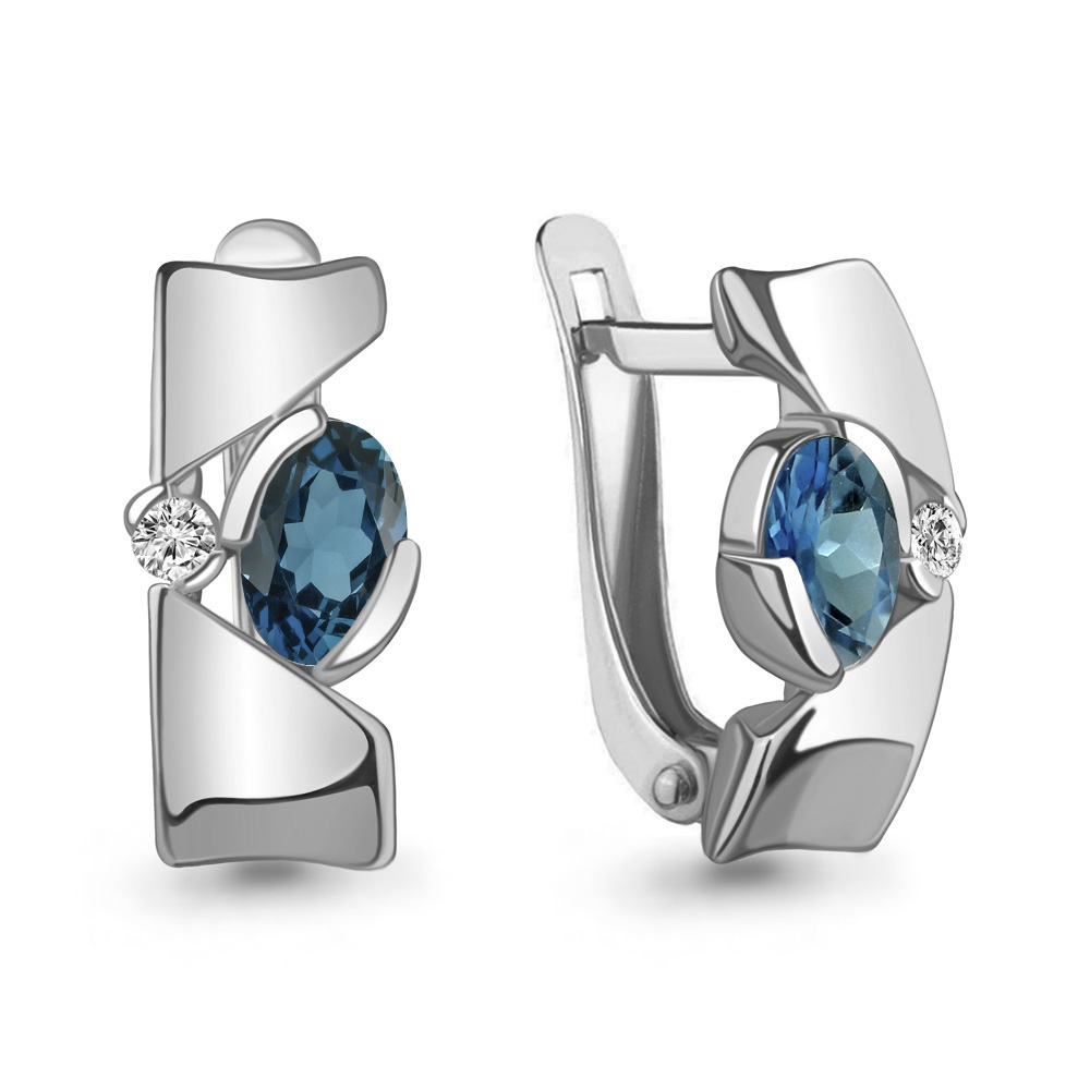 

Серьги из серебра с топазом\фианитом Aquamarine Aquamarine 4778608А_925_р, 4778608А_925_р