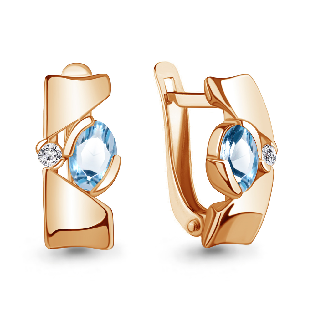 

Серьги из серебра с топазом\фианитом Aquamarine Aquamarine 4778605А_925_з, 4778605А_925_з