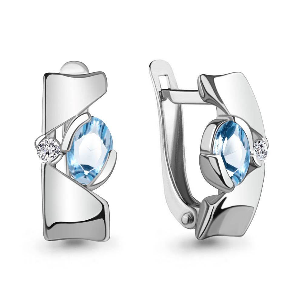 

Серьги из серебра с топазом\фианитом Aquamarine Aquamarine 4778605А_925_р, 4778605А_925_р