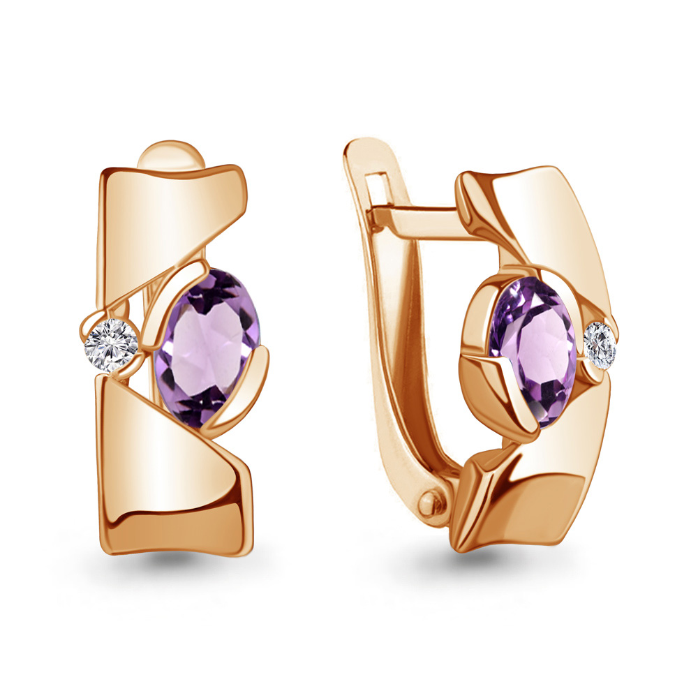 

Серьги из серебра с аметистом\фианитом Aquamarine Aquamarine 4778604А_925_з, 4778604А_925_з