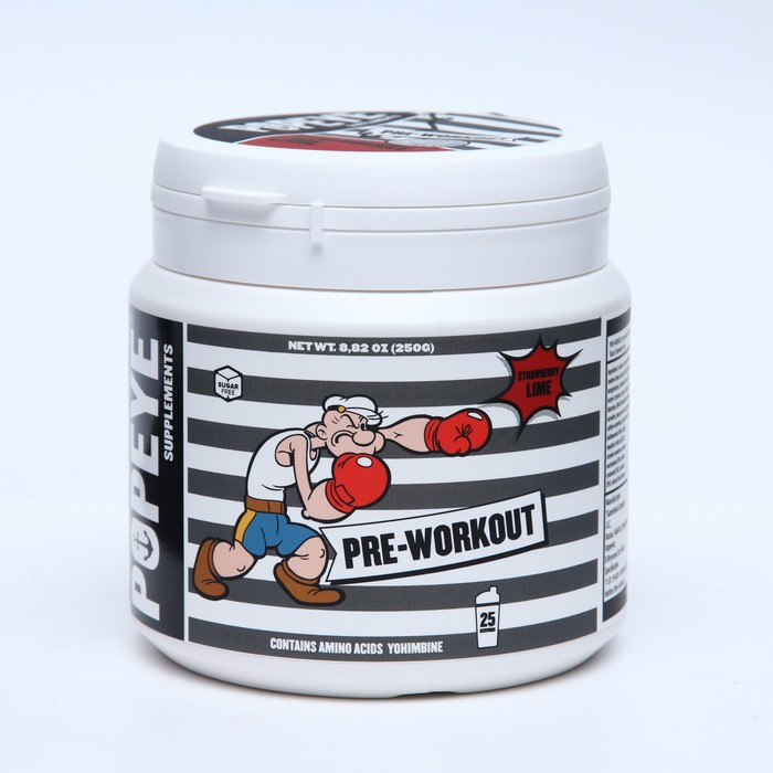 Предтренировочный комплекс POPEYE Pre-Workout , клубника-лайм, спортивное питание, 250 г