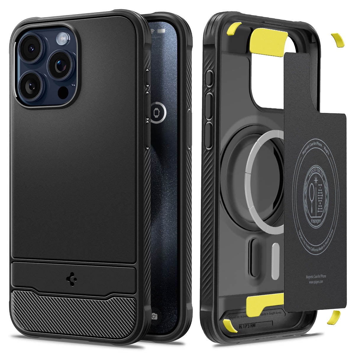 Чехол Spigen для iPhone 15 Pro - Rugged Armor (MagFit) - Черный - ACS06703 iPhone 15 Pro - Rugged Armor|Rugged Armor (MagFit)|MagFit черный