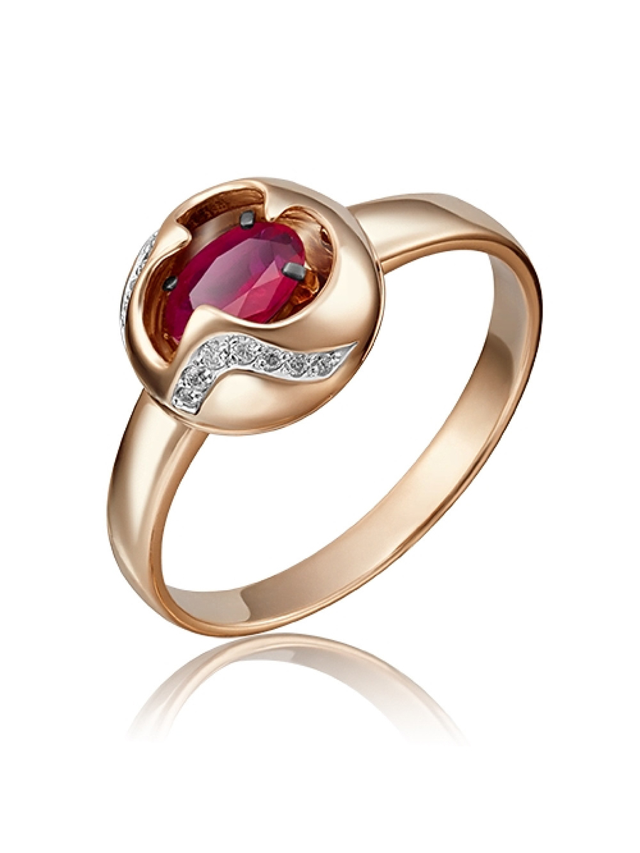 

Кольцо из золота р. 17 PLATINA jewelry 01-5146-00-107-1110-30, бриллиант\рубин, 01-5146-00-107-1110-30