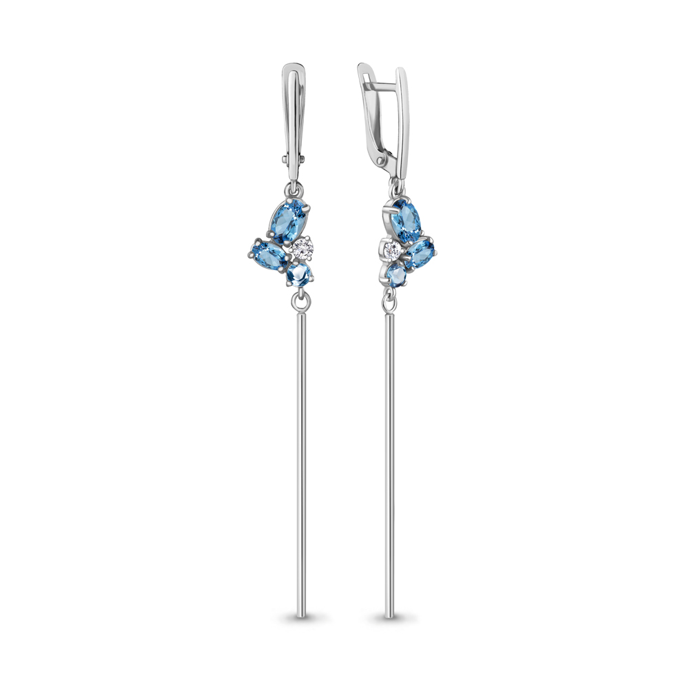 

Серьги из серебра с топазом\фианитом Aquamarine Aquamarine 4777005А_925_р, 4777005А_925_р