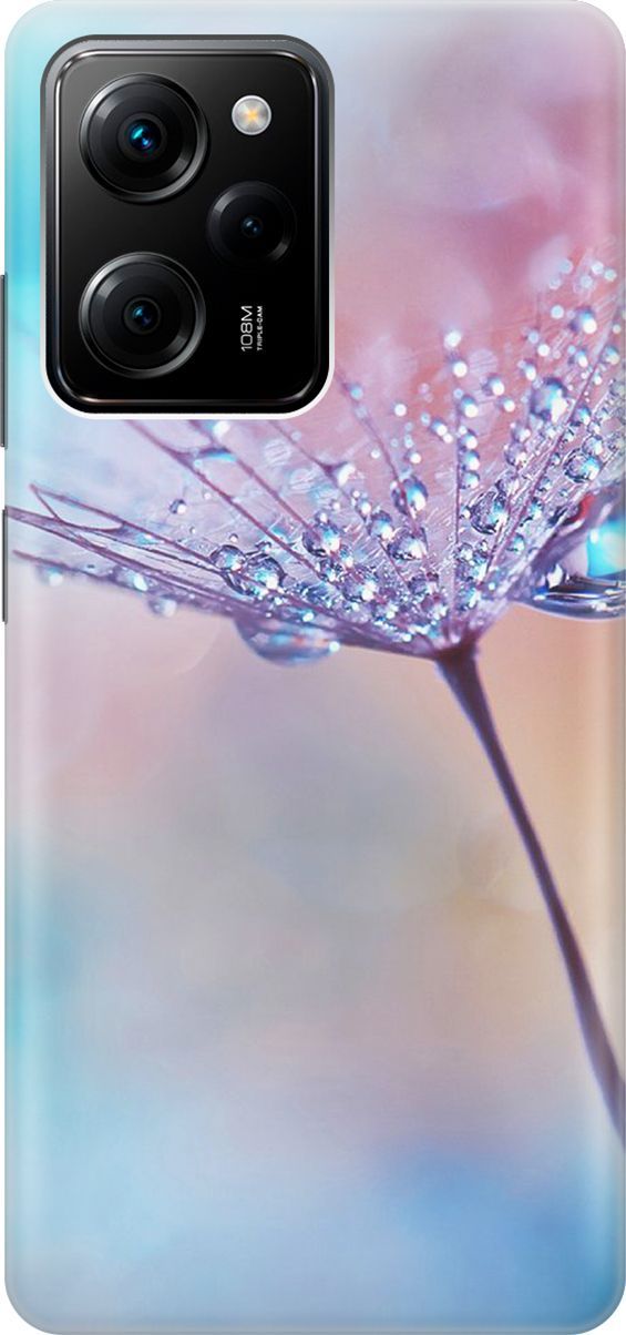 

Чехол на Poco X5 Pro 5G "Капелька на одуванчике", Голубой;розовый, 158252
