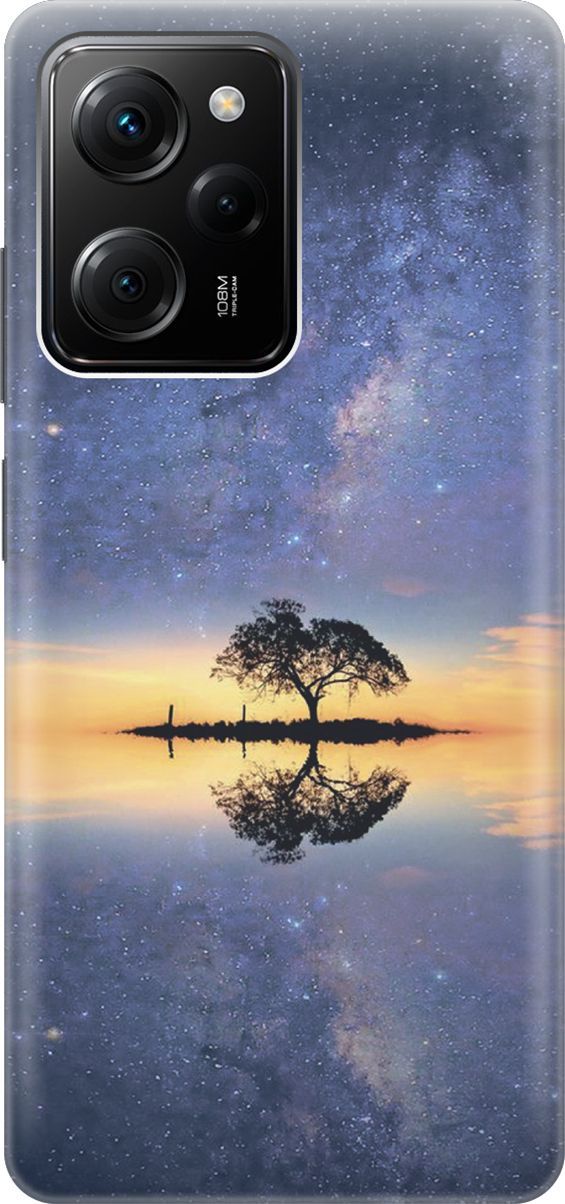 

Чехол на Poco X5 Pro 5G "Звезды и ночь", Голубой;желтый, 158258