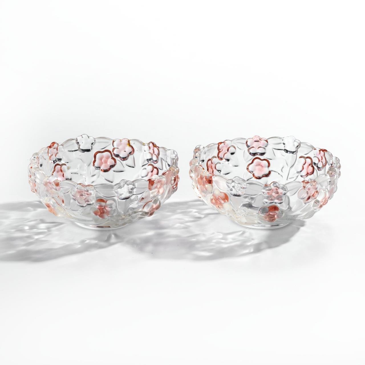 фото Набор из 2 конфетниц с цветочным декором и фигурным бортом, стекло, фирма "walther-glas" однажды