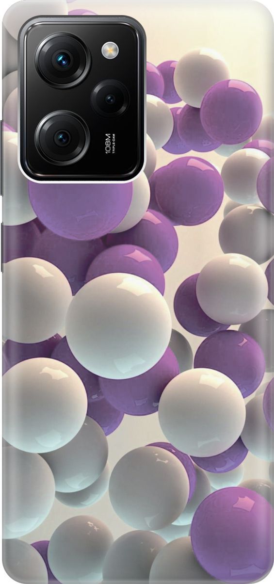 

Чехол на Poco X5 Pro 5G "Белые и сиреневые шары", Белый;фиолетовый, 158245