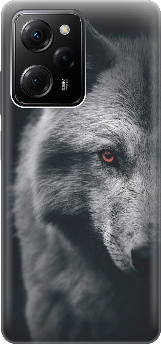 

Чехол на Poco X5 Pro 5G "Красноглазый волк", Красный;серый, 158253