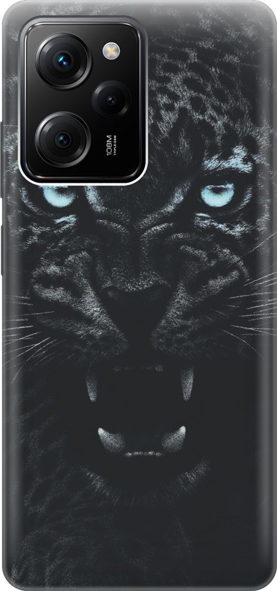 

Чехол на Poco X5 Pro 5G "Голубоглазая пантера", Голубой;черный, 158253