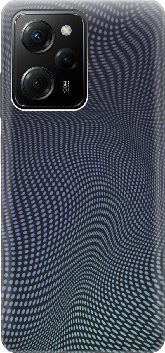 

Чехол на Poco X5 Pro 5G "Изгибы из точек", Синий;черный, 158245