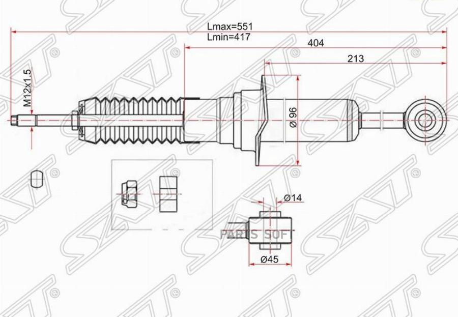 

SAT ST4851069545 Стойка передняя TOYOTA LAND CRUISER PRADO 120/4RUNNER/SURF/HILUX 04-09 LH