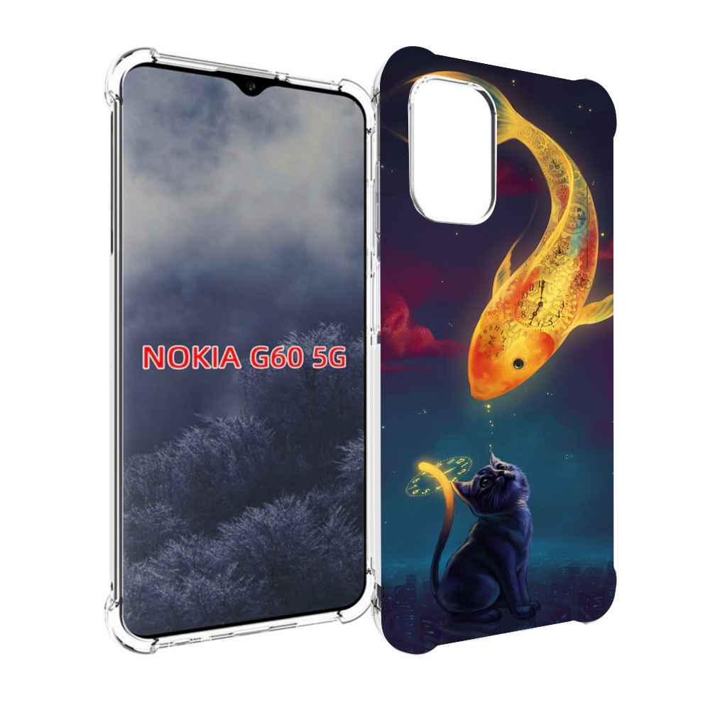 

Чехол MyPads золотая-рыбка-часовая для Nokia G60 5G, Прозрачный, Tocco