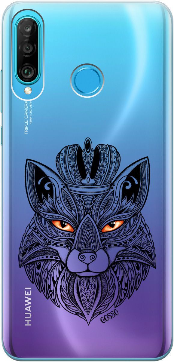 

Чехол на Honor 20 Lite/20s/Huawei P30 Lite "Fox Queen" прозрачный, Прозрачный;серый, 0