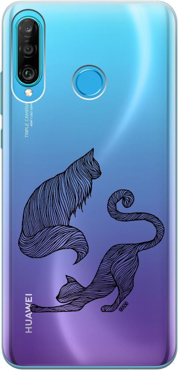 

Чехол на Honor 20 Lite/20s/Huawei P30 Lite "Lazy Cats" прозрачный, Прозрачный;серый, 0