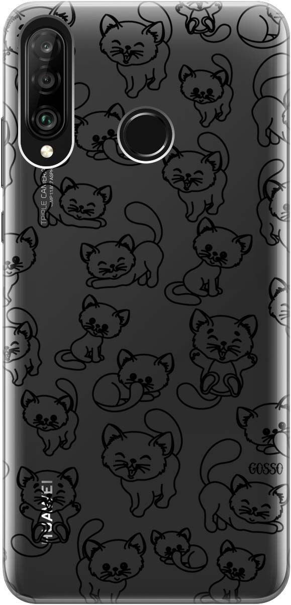 

Чехол на Honor 20 Lite/20s/Huawei P30 Lite "Cute Kitties" прозрачный, Прозрачный;черный, 0