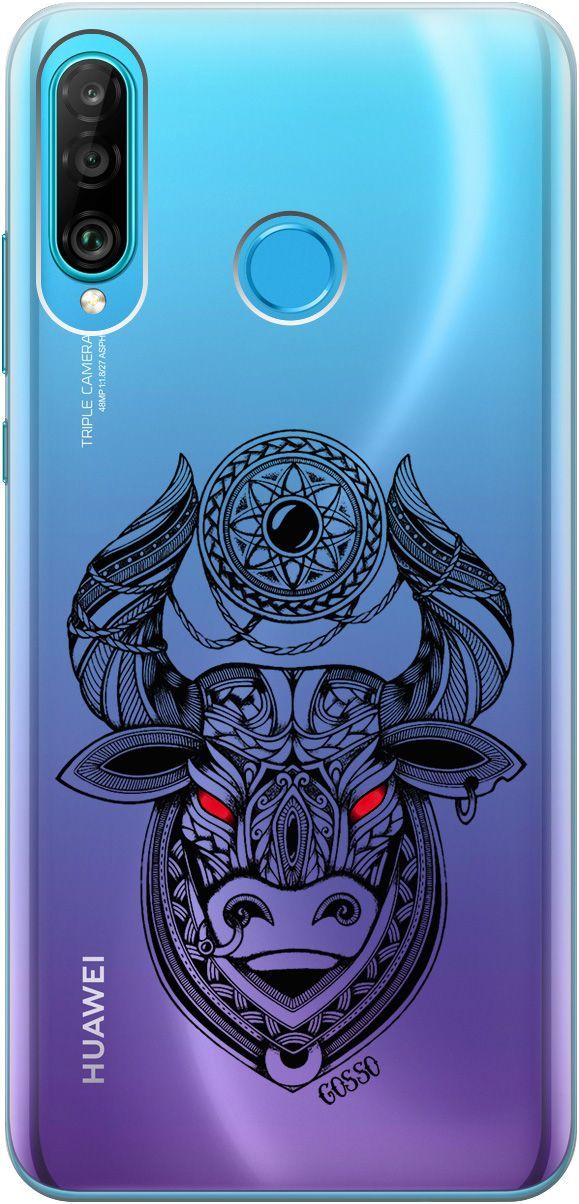 

Чехол на Honor 20 Lite/20s/Huawei P30 Lite "Grand Bull" прозрачный, Прозрачный;красный, 0
