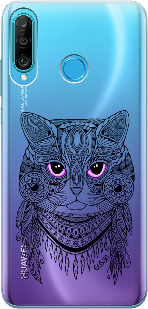 

Чехол на Honor 20 Lite/20s/Huawei P30 Lite "Grand Cat" прозрачный, Прозрачный;фиолетовый, 0