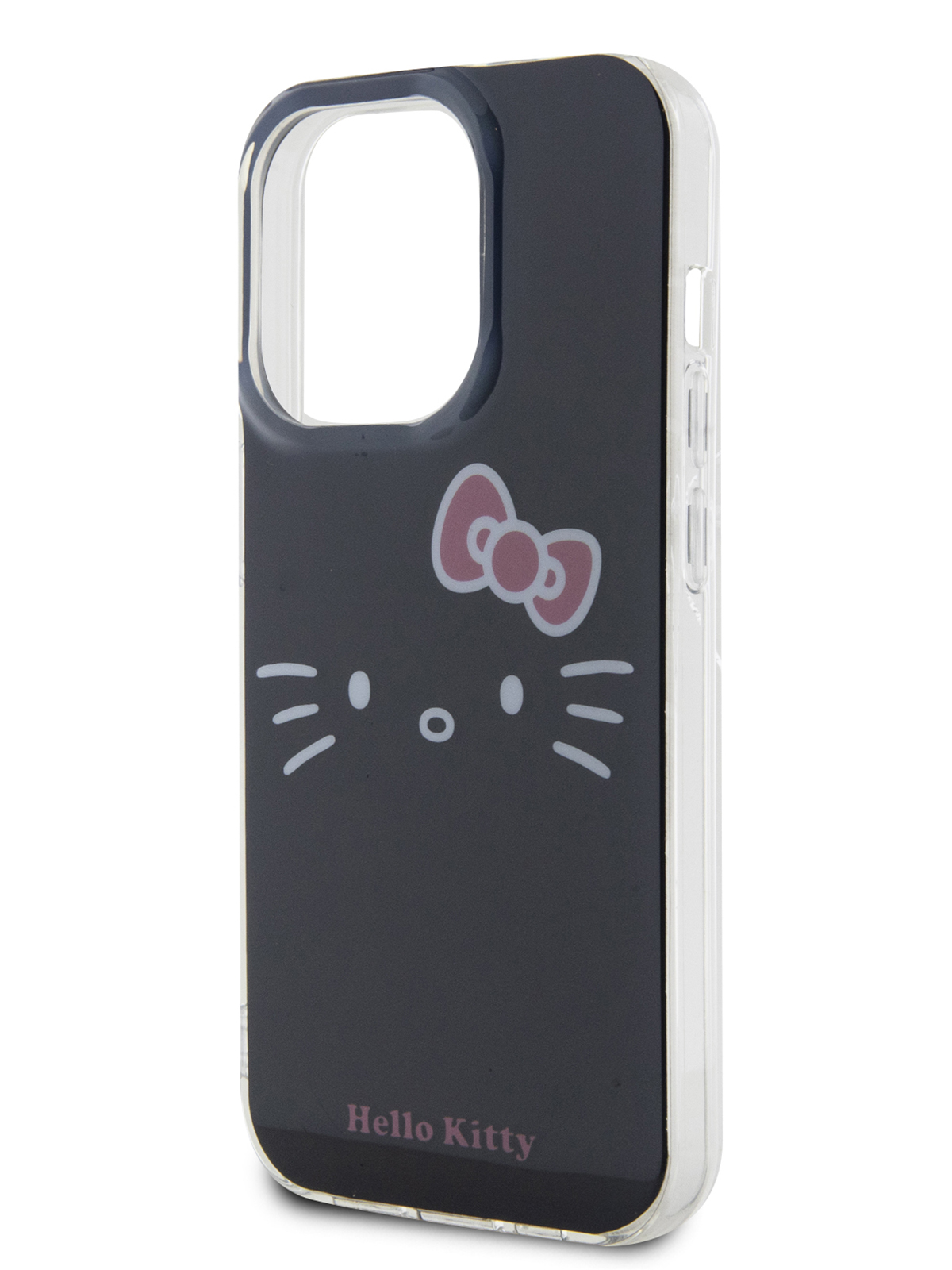 

Чехол Hello Kitty для iPhone 15 Pro ударопрочный с принтом Kitty Face, черный