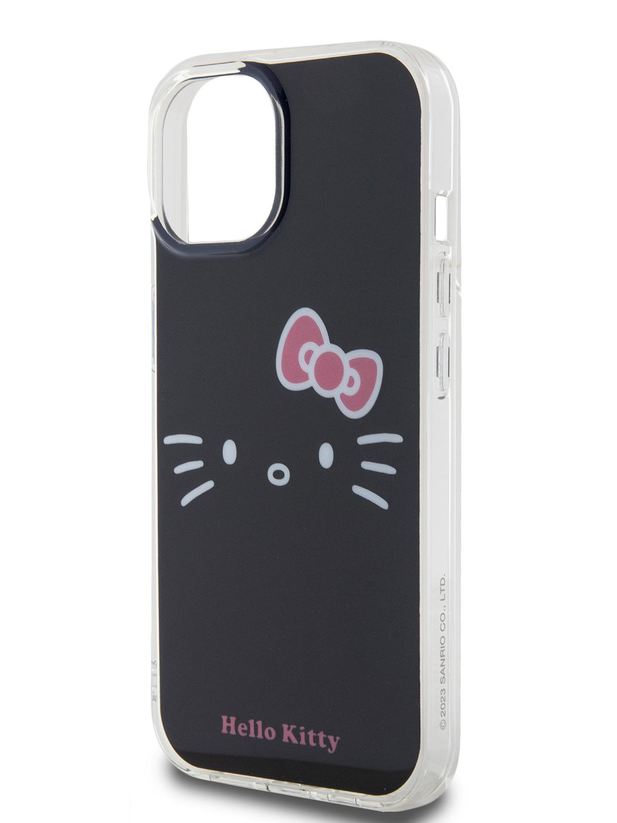 Чехол Hello Kitty для iPhone 15 ударопрочный с принтом Kitty Face, черный
