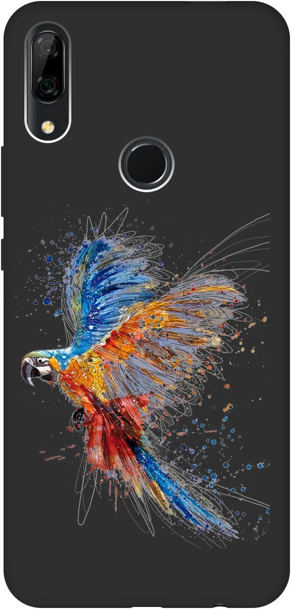 

Чехол на Honor 9X/Huawei P Smart Z/Y9 Prime (2019) "Colorful Parrot" черный, Черный;красный, 0