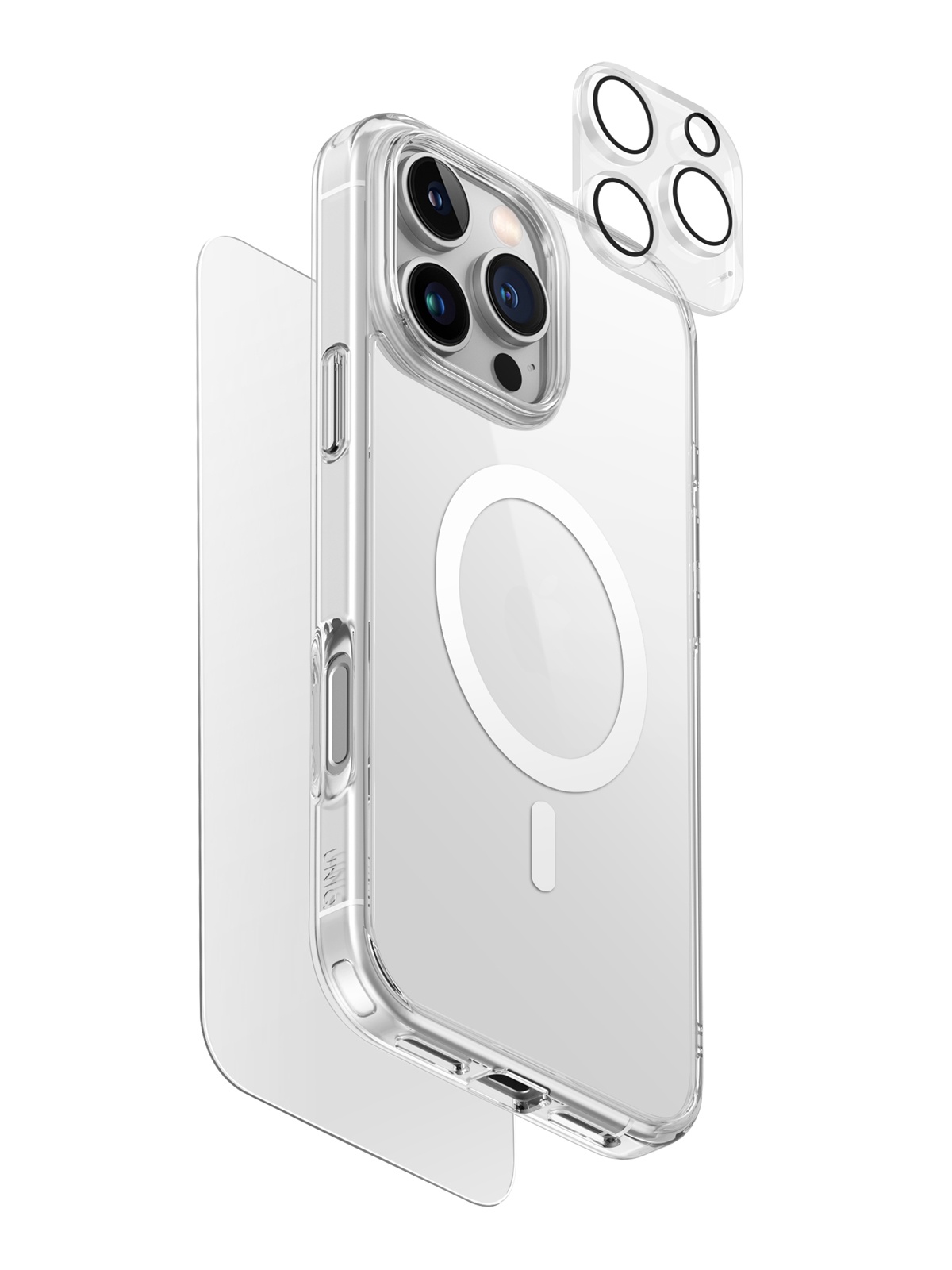 

Чехол Uniq для iPhone 16 Pro Max с Magsafe в комплекте с защитными стеклами Bundle 360, Прозрачный