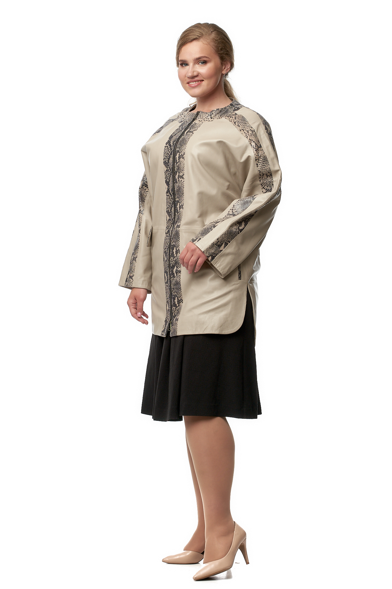 

Кожаная куртка женская МОСМЕХА 8016798 бежевая 48 RU, 8016798