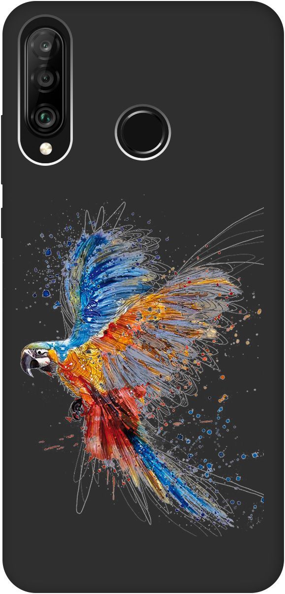 

Чехол на Honor 20 Lite/20s/Huawei P30 Lite "Colorful Parrot" черный, Черный;красный, 0