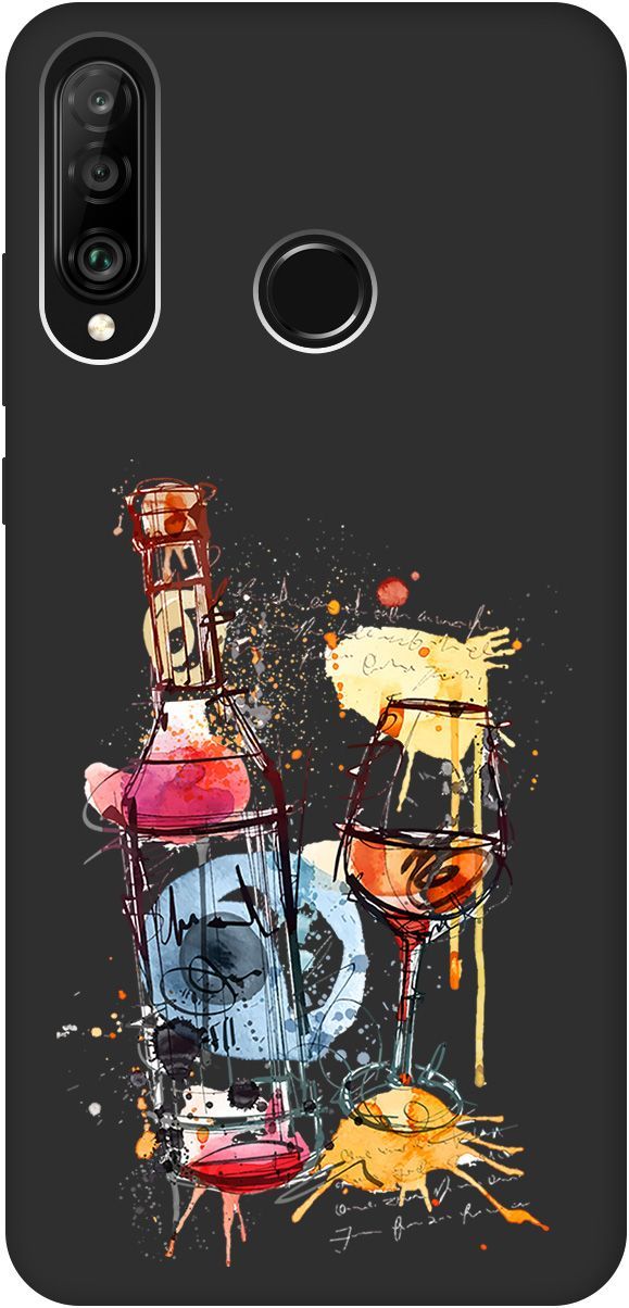

Чехол на Honor 20 Lite/20s/Huawei P30 Lite "Aquarelle Wine" черный, Черный;голубой, 0