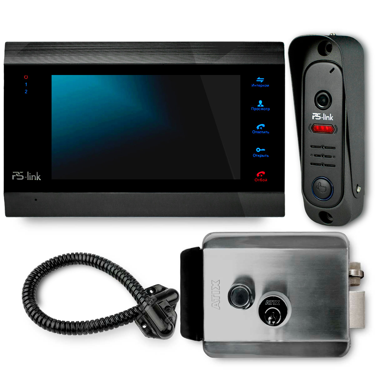 Комплект видеодомофона с вызывной панелью и эл. механическим замком Ps-Link KIT-706DP-SS комплект видеодомофона и вызывной панели commax